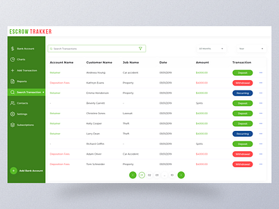 Search Transaction adobexd big data br cashflow clients dashboard escrow lawyers madewithadobexd minimal mvp saas search transaction ui ux web