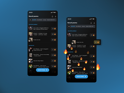 Naruči Pesmu - Music App MVP Design app appdesign dark darkmode mobile mobile design music product product design ui uidesign ux uxdesign