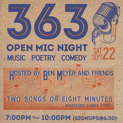 Open Mic art design flyer design gig poster graphci design retro retro art vintage