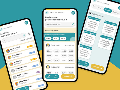 Projet pro : Système de prise de RDV en salon de coiffure adobe xd app design portfolio ui ux