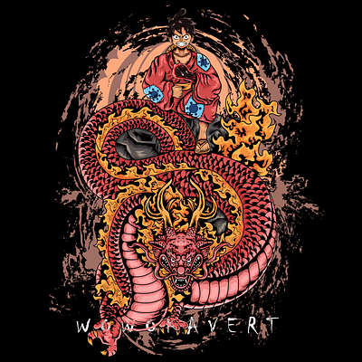 Luffy and Dragon Momonosuke Fan Art animation anime bran branding clothing design dragon fan art illustration illustrator japan luffy manga merchandise momonosuke one piece t shirt vector wallpaper war