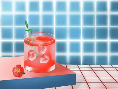 Queen of Hearts Cocktail cocktail colors drawing art drink flower glass illustraation procreate queen red