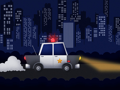 Officer Teddy animation auto bear car character city cop cute design illustration law lights motion graphics night officer shade siren smoke ui vector