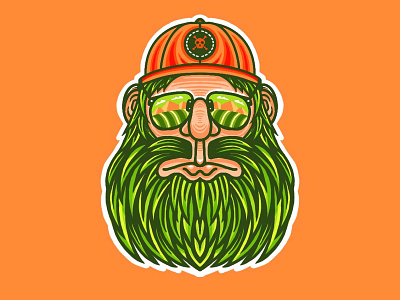 Grass Dad aviator aviators beard bearded beards glasses grass green hat landscape landscaping lawn lines man mow mowing procreate skull skulls sunglasses