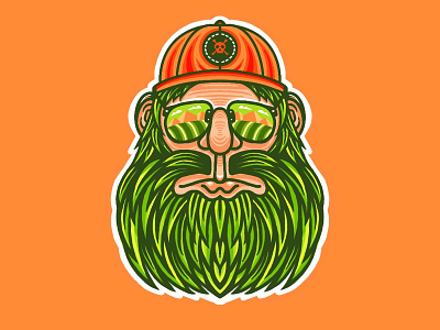 Grass Dad aviator aviators beard bearded beards glasses grass green hat landscape landscaping lawn lines man mow mowing procreate skull skulls sunglasses