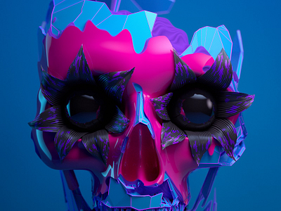 Transformation 3d abstract animation art blender blue color design flower pink render skull surreal visual