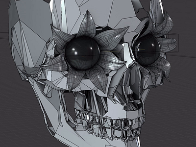 Transformation, working view 3d abstract animation art blender design flower skull surreal visual working process