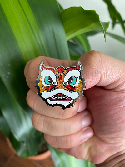 Chinese Lion Lunar New Year Enamel Pin asian asian pin chinese chinese lion enamel pin good luck logo lunar new year new year pin product design