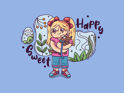 Happy Sweet character girl illustration vector