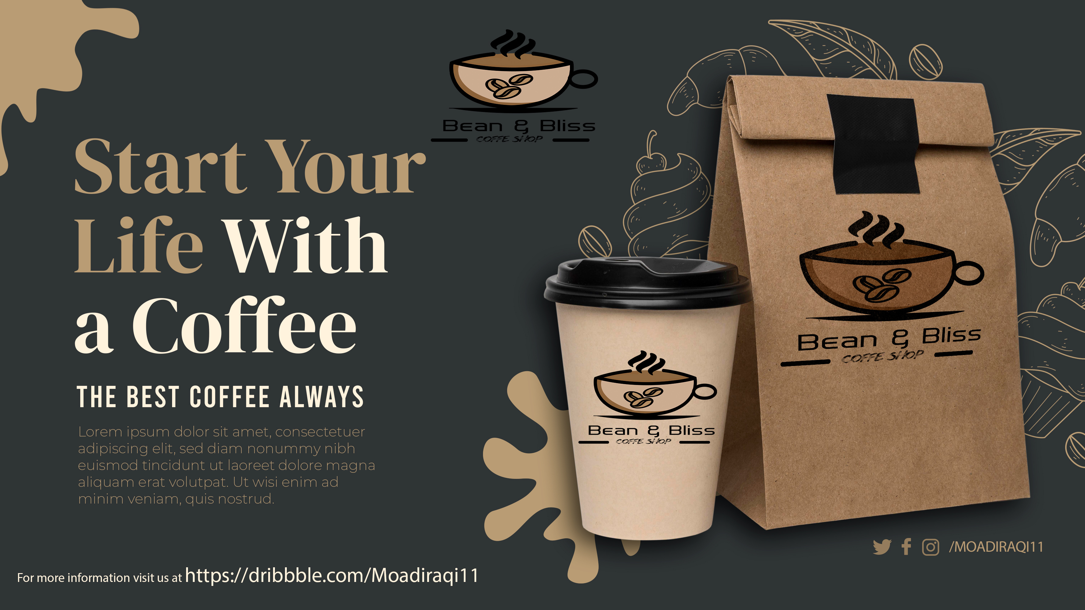 Bean & Bliss Custom Logo 3d animation branding graphic design logo motion graphics ui