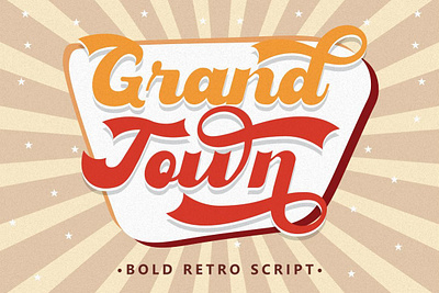 Grandtown - Retro Bold Script Font 70s font 80s font apparel font bold font classic font clothing font cursive font display font funky font grunge font lettering font old font pop font poster font retro font rough font script font town font typeface font vintage font