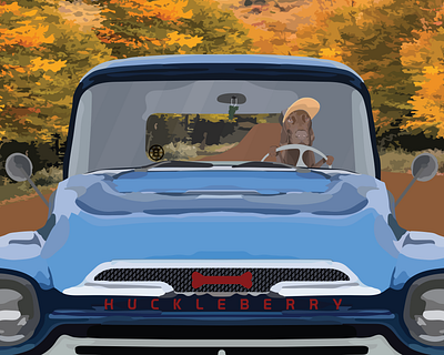 Huck's Truck absurd adobe adobe illustrator autumn colorful design dog dogs drawing fall fine art foliage graphic design illustration pets pickup truck rescue retro trucks