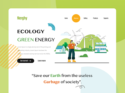 Nerghy - Renewable Energy Illustration alternative energy branding design earth energy explainer design flat design illustration industrial energy infographic landing page lineart design renewable energy ui vector website wind energy