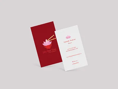 Lily Pad Thai | Business Card Design 🥢 🌸 asian brand brand identity branding business card design food graphic design identity illustration logo print stationary thai thailand