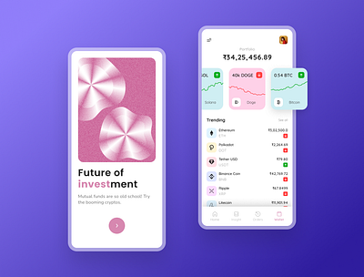 Crypto Investment App Concept app bank banking bitcoin blockchain branding crypto design ethereum finance fintech illustration logo minimal nft typography ui ux vector