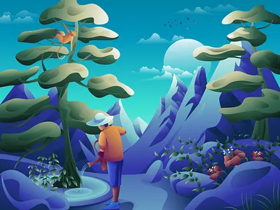 Care for growth illustration adventure art print banner illustration camping climb digital art environment explore hero section illustration homepage illustration illustration landing page illustration landscape illustration nature nft illustration outdoor poster travel ui illustration website illustration