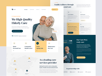 Ecare - Elderly Care Company business care clean layout elderly green homecare homepage landing page layout map service services web web design website yellow