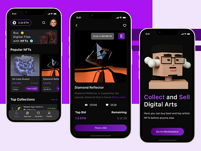 NFT Concept App art bitcoin blockchain crypto cryptoart cryptocurrency digitalart eth ethereum nft nftart nftartist nftcollector nftcommunity opensea ui ui ux ui design uiux visual design