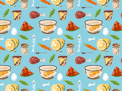 Collection of patterns for kitchen textiles adobe illustrator cooking design flat style graphic design illustration sauces seamless pattern spices textile design vector illustration