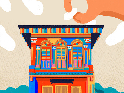 Tan Teng Niah House architecture building character city colorful colourful hand history house illustration landmark narrative illustration singapore sweets