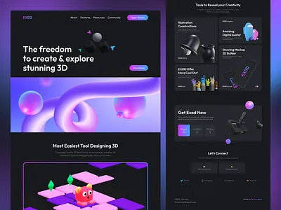 3D Designing Studio Website (Complete Design) 3d agency clean design design tool graphic design homepage illustration landing landing page modern sarfraz jasim software website studio ui ui designer usa ux ux designer website