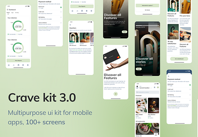 Crave - Multipurpose UI Kit 3.0 3d app design clean crypto feed food illustration login market minimal onboarding saas shopping subscription ui design user interface ux design