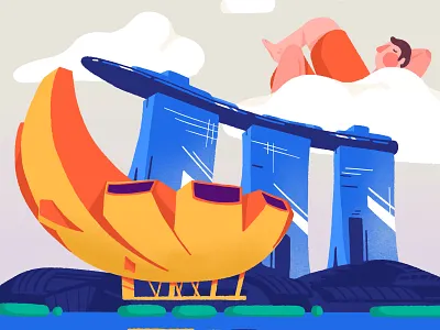 Marina Bay Sands, Singapore architecture art building character city feat garden hotel illustration laid back landmark museum narrative illustration science singapore