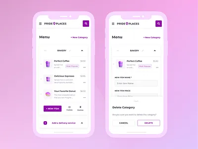 LGBTQ+ Directory Application consumer delivery interaction lgbtq menu mobile order ui ux