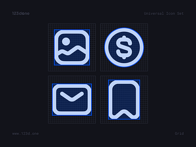 Universal Icon Set | Grid 123done clean figma glyph grid guideline icon icon design icon grid icon pack icon set icon system iconography icons iconset minimalism symbol universal icon set vector icons