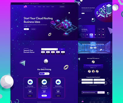 Cloud Hosting landing Page agancy website blog web site branding web site cloud hosting domin domin hosting graphic design hosting html java landing page restaurent web travel web site uiux web landing website website2022 webtemplate wordpress design