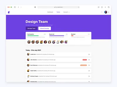 Stand - Team Page design minimal team ui