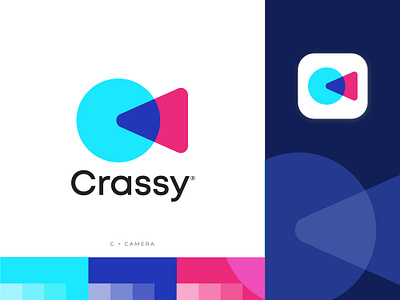 Crassy Logo Design app logo brand identity branding c logo camera design for sale graphic design illustration lense letter c letter logo letter mark light logo modern logo recorder technology video video maker