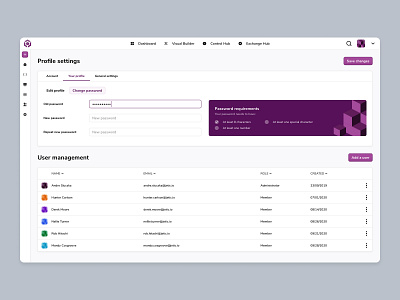 Jetic - Profile Screens edit password edit profile ipaas product design profile form profile settings saas saas app semiflat semiflat studio settings team settings user settings web app web form