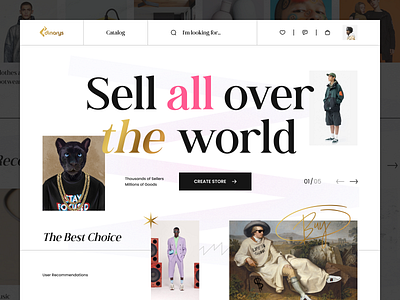 Marketplace ✨ concept dinarys dribbble2022 e commerce e marketplace homepage interface landing page marketplace minimal store trendy ui ux web web design website design