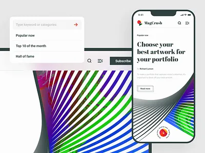 MagCrush - Mobile Version business clean color desktop flat freelance gradient illustration landing page landingpage minimalist mobile responsive subscribe tips ui uiux ux web website