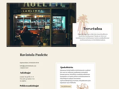Restaurant Paulette Helsinki code design food onepager restaurant webpage