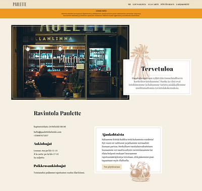 Restaurant Paulette Helsinki code design food onepager restaurant webpage