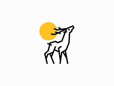 Geometric Deer Logo animal branding buck deer design doe electric tape geometric icon identity illustration line lines logo mark nature sun symbol vector white tail