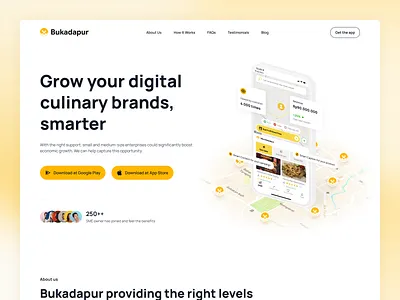 Bukadapur Landing Page - Header Concept app landing page branding business clean culinary design food header home page homepage landing page landingpage minimalist orange ui ux web web design website