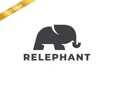 Elephant and R Logo animal animal logo brand branding company construction construction logo elephant elephant logo elephant r initial logo for sale logo r logo sale minimalist modern r sale simple wild