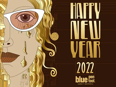 Gustav Klimt parafrázis 2022 bluepentool gold gustav klimt happy new year