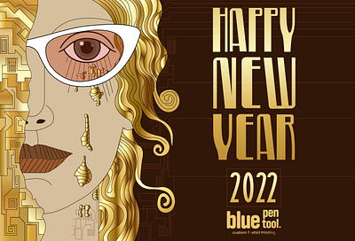 Gustav Klimt parafrázis 2022 bluepentool gold gustav klimt happy new year