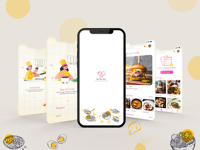 FOOD RECIPE APP androidapp branding design designer game design graphic design icon design illustration ios logo mobileapps photoshop ui uiux vector website xd