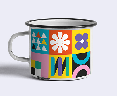 Hot chocolate cup branding cup geometric graphic design mug