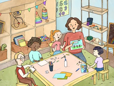 Kindergarten design illustration typography