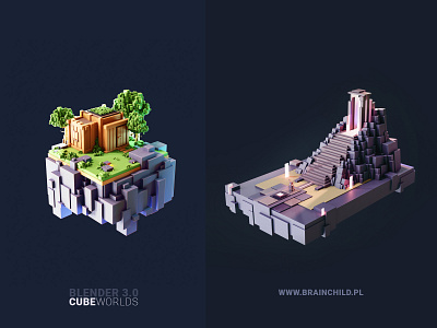 3D Cube Worlds (Full Process) Created in Blender 3.0 3d 3dart brainchild concept art cube cube world default cube design digital art digitalart game design illustration illustration 3d low poly lowpoly modeling rafalurbanski tutorial