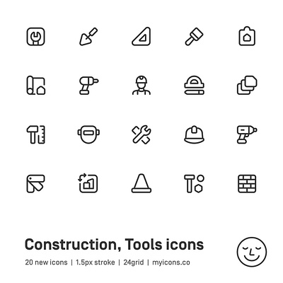 Myicons✨ — Construction, Tools vector line icons pack essential icons figma figma icons icon design icons icons design icons pack interface icons line icons sketch sketch icons ui ui design ui designer ui kit ui pack web design web designer
