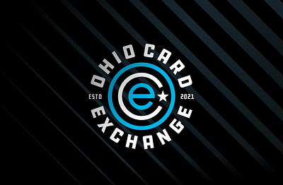 Ohio Card Exchange Logo badge black blue branding crest logo star stripes