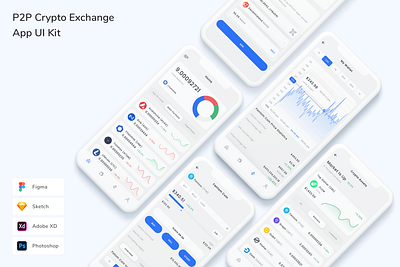 P2P Crypto Exchange App UI Kit app banking bitcoin blockchain crypto finance p2p transaction ui ui design ui kit ux