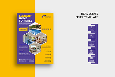 Real Estate Agency Flyer Template Design colorful creative design flyer graphic design home for sale house for sale modern orange professional real estate template unique yellow